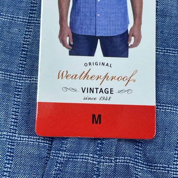 Weatherproof Vintage Mens Linen Shirt Short Sleeve Medium Blue a0446 - Picture 3 of 9